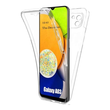 Coque 360 degrés intégrale pour Samsung Galaxy A03 4G  Protection arrière PC Case et Avant en TPU Transparente - pochette XEPTIO