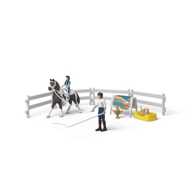 Coffret jeu de voltige Schleich Horse Club Kim's Vaulting Set 42799 Tom et chien Golden Retriever Multicolore