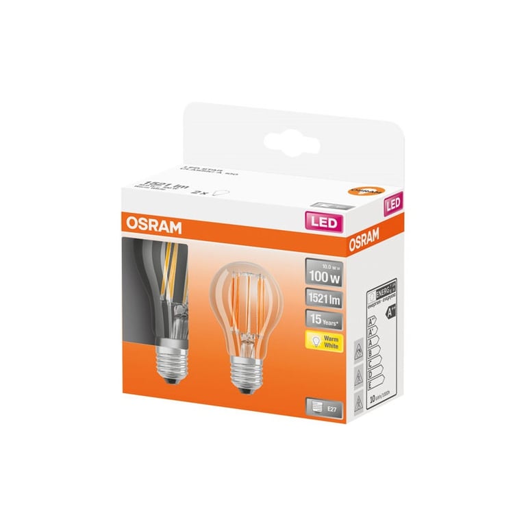 OSRAM Boite de 2 LED std verre E27 1521lm chaud - vue 2
