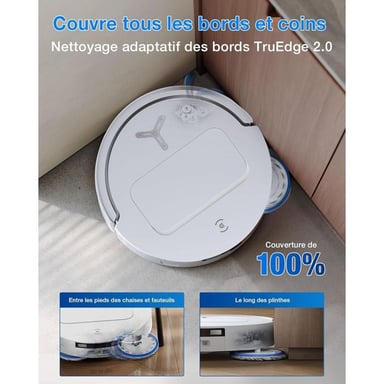 Robot aspirateur laveur ECOVACS DEEBOT T50 OMNI Gen3 Station OMNI 25 000 Pa lavage à l'eau chaude Blanc