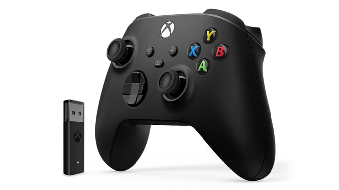 Mando inalámbrico Microsoft Xbox + adaptador inalámbrico para Windows 10 Gamepad negro PC, Xbox One, Xbox One S, Xbox One X, Xbox Series S, Xbox Series X