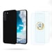 EVETANE Coque Samsung Galaxy S22 Noire Silicone liquide + 2 Vitres en Verre trempé Protection écran Antichocs
