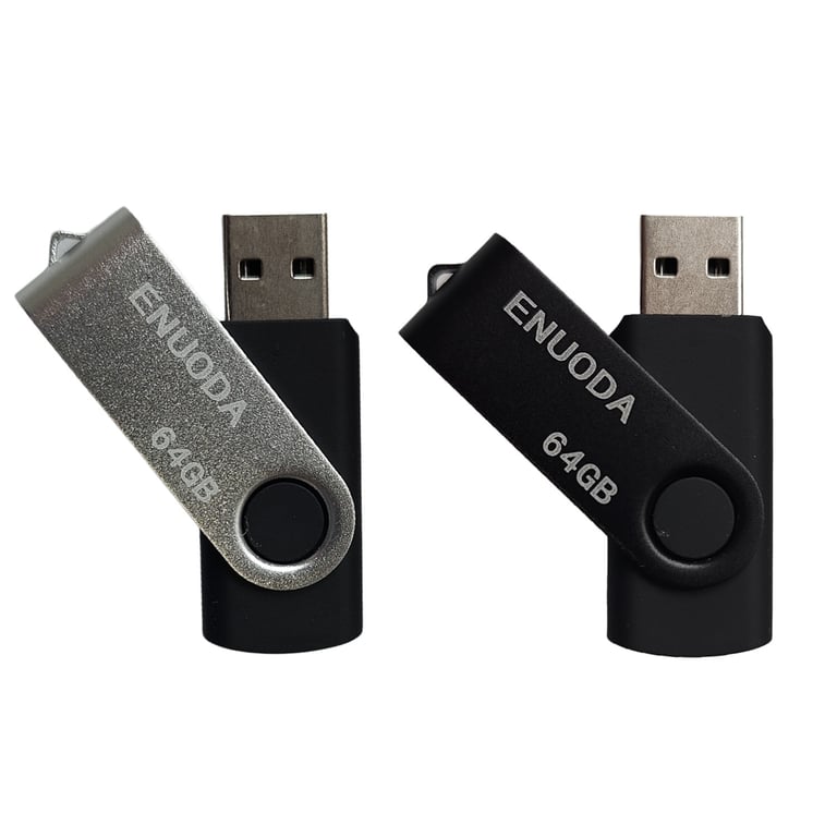 Lot de 2 Clé USB 64 Go ENUODA USB 2.0 Coloris noir & gris - Enuoada