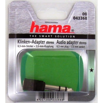 Hama Audio Adapter 3,5 mm Female Jack Stereo - 6,3 mm Male Plug Stereo 3.5 mm F 6.3 mm M Noir