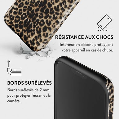Burga Tapa trasera para iPhone 12 Tough Motifs Player Léopard