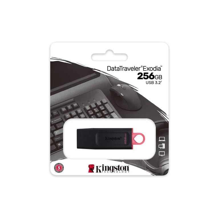 Clé USB 256Go DT Exodia 3.2 Transfert Rapide avec Capuchon Coulissant Noir - Neuf