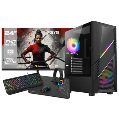 PC Completo AMD Ryzen 5 8600G, 32GB DDR5, 2TB NVMe, Radeon 760M, Windows 11, WIFI + Monitor 24'' + Pack combo