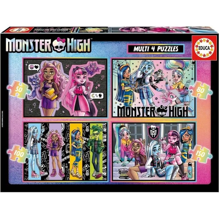 Educa Lot de 4 Puzzles progressifs pour Enfants de 50 à 150 pièces avec Les Images Les Plus drôles de Monster High. Taille : 34 x 24 cm. Recommandé pour Les et Plus 19706 - vue 3