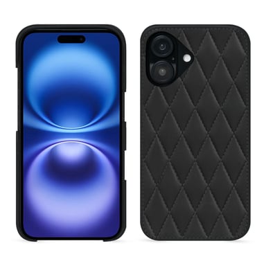 Coque cuir Apple iPhone 16 -  - Noir - Cuir lisse couture