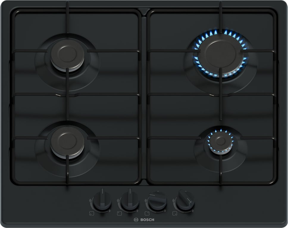 Cuisinière à gaz BOSCH PGP6B6K80 Serie 4 4 feux Surface acier émaillé Grilles en acier émaillé - vue 2