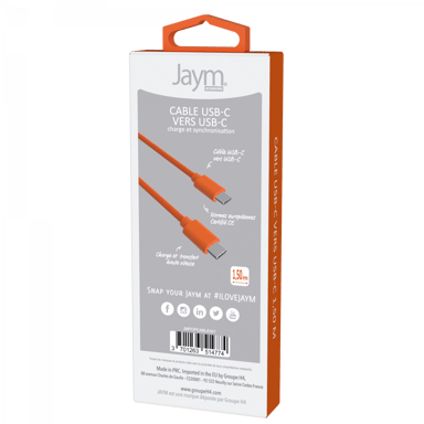 Cavo da USB-C a Tipo-C 3A - 1,5 metri - Collezione POP - Arancione