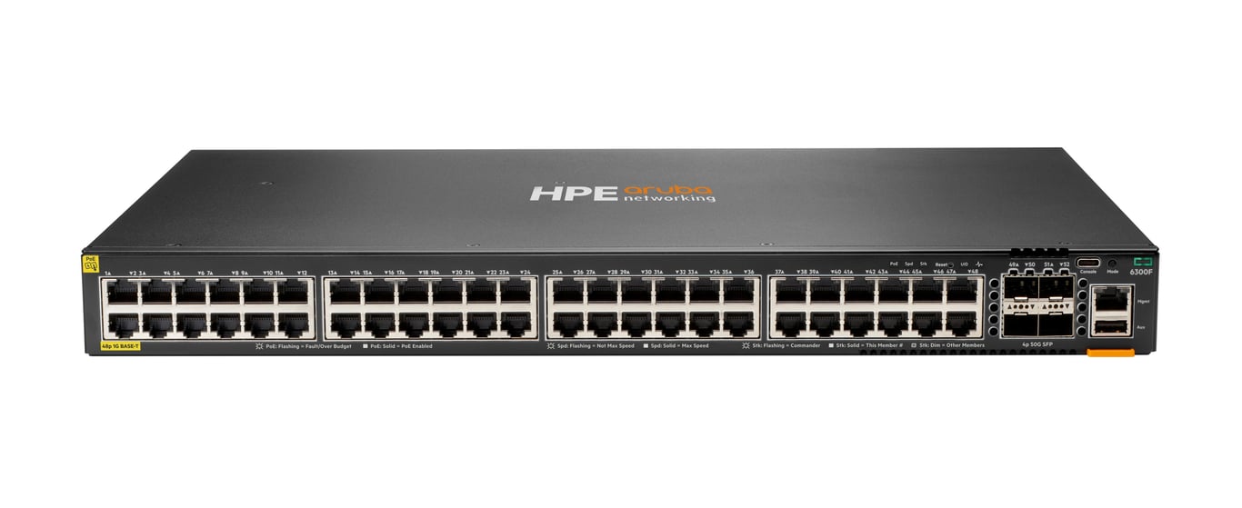 HPE Aruba Networking CX 48 port 1GbE Class 4 PoE and 4 port SFP56 Switch Neuf