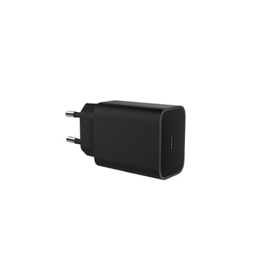 Chargeur secteur 1 Port USB-C : 5V/3A, 9V/2.78A, 12V/2.08A, 25W, Power Delivery, coloris noir - Format sachet