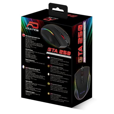 Ratón con cable Advance GTA 250 RGB para jugadores (negro)