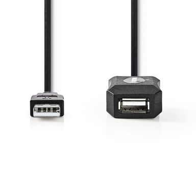 Nedis CCGL60EXTBK200 câble USB USB 2.0 20 m USB A Noir - Neuf
