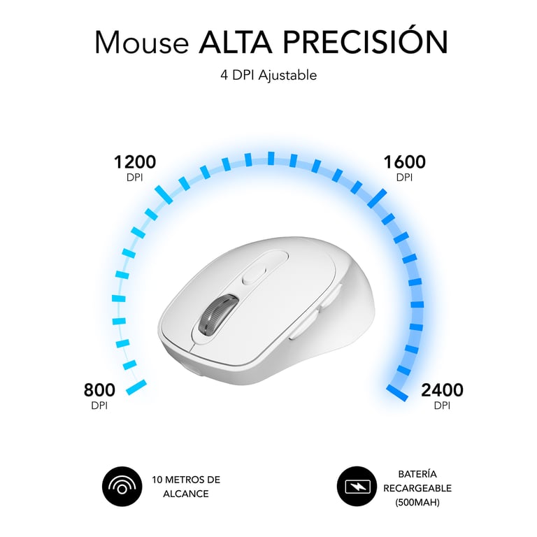 Souris Ergonomique Subblim Comfort Ergo Dual – 2400 DPI, Bluetooth + USB, 6 Boutons - vue 2