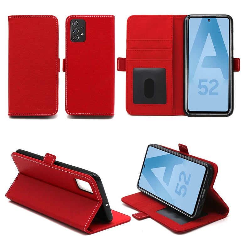 Housse rouge pour Samsung Galaxy A52 4G / A52 5G / A52s Etui Protection  Portefeuille à Rabat avec