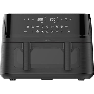 Friteuse à air chaud MEDION MD100057 Air Fryer P25 XXL Flex M 10,8 L Dual Zone 3040 W Noir mat