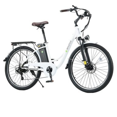 Vélo électrique isinwheel U2 pour adultes, 26'' 250W 36V 13Ah Batterie amovible, vélo électrique pour les déplacements en ville, Shimano 7 vitesses-Blanc