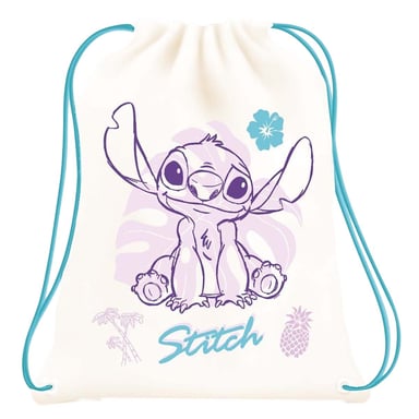 Disney Mochila Stitch 30x40 cm con Cordón de Diseño Tropical Beige