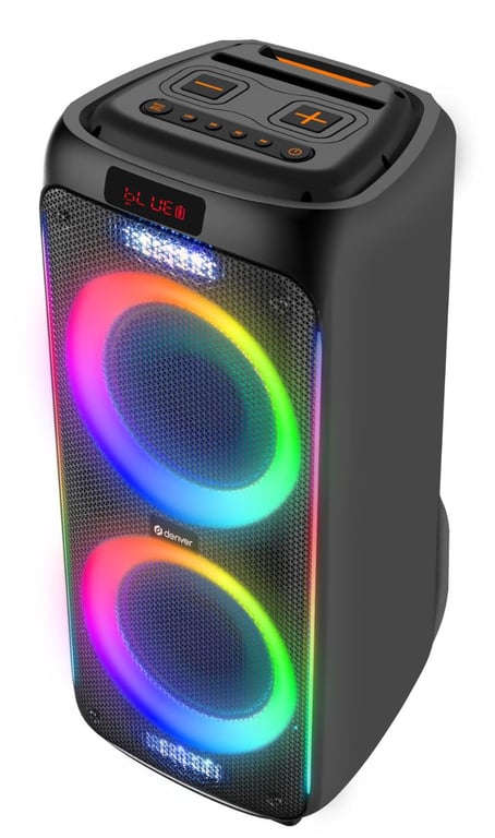 Haut-Parleur Bluetooth Denver BPS-458 – 1000 W, Effets Lumineux RVB, Micro Sans Fil - vue 3