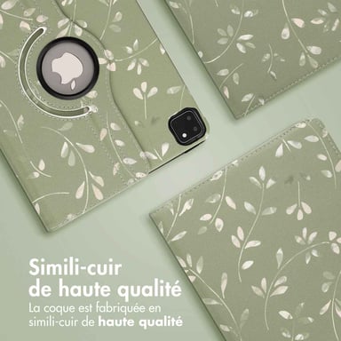 imoshion Coque tablette Design rotatif à 360° pour Apple iPad Pro 11 (2022 / 2021 / 2020 / 2018) - Green Flowers