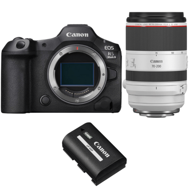 Appareil photo hybride Canon EOS R5 Mark II + RF 70-200mm f/2.8 L IS USM + 1 Canon LP-E6P + Ebook ''20 astuces pour des images qui claquent''