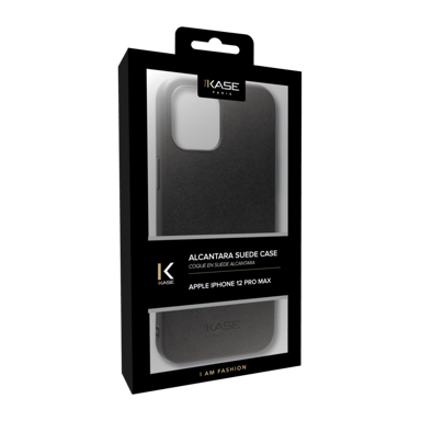 Cover in pelle scamosciata Alcantara per Apple iPhone 12 Pro Max, nero notte