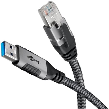 Goobay 70497 changeur de genre de câble USB A RJ-45 Noir, Argent - Neuf