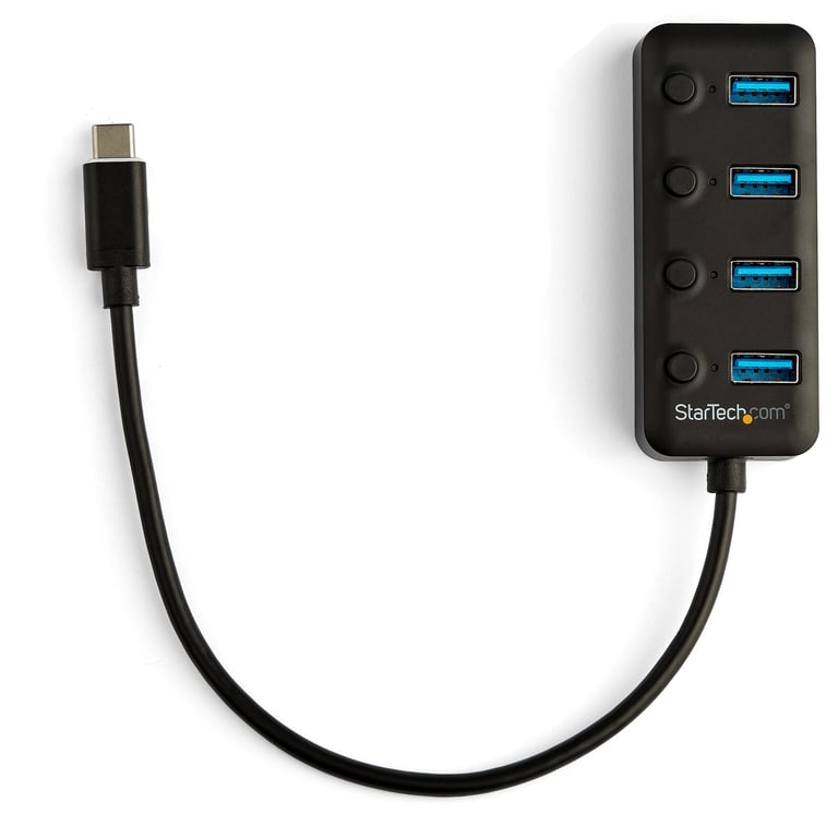 StarTech.com Hub USB 3.0 Type-C 4 Ports avec Commutateurs Individuels par Port (On/Off) - SuperSpeed USB 3.2 Gen 1 (5Gbps) - Alimenté par Bus USB - Portable - Câble 25cm - Neuf