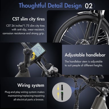 Bicicletta elettrica da città Fafrees F26 Pro, motore da 250 W, batteria integrata da 36 V 14,5 Ah, connessione tramite APP