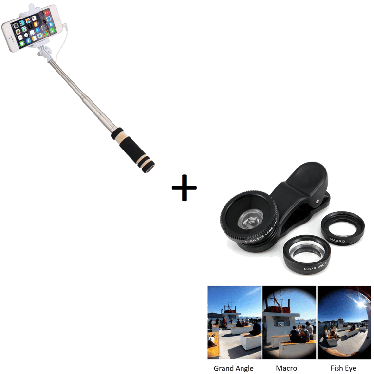 Pack Photo pour Manette Playstation 4 PS4 Smartphone (Mini Selfie Stick + Objectif Pince 3 en 1) And