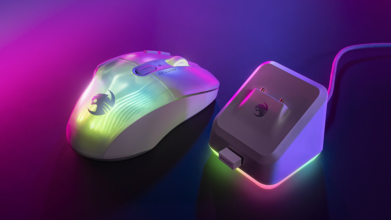 Roccat Kone XP Air – Gaming sans fil Capteur Optique 19K DPI d’autonomie Station de charge RGB éclairage AIMO RGB - vue 2