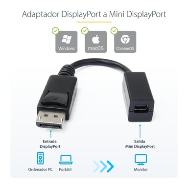 StarTech.com Cavo da DisplayPort a Mini DisplayPort 15 cm - Video UHD 4K x 2K - Cavo adattatore da DP maschio a Mini DisplayPort femmina - Cavo di prolunga da computer DP a monitor mDP 1.2