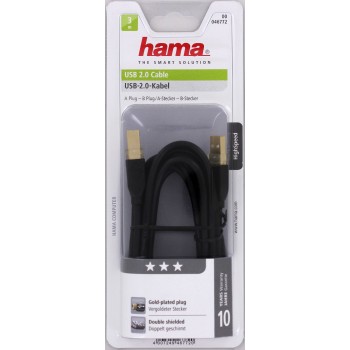 Hama 00046772 câble USB USB 2.0 3 m USB A USB B Noir