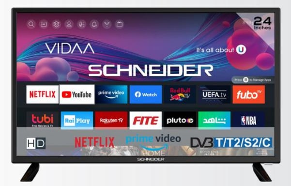 Schneider AG GMSCLED24HV100 TV 61 cm (24'') HD Smart TV Wifi Noir