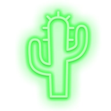 Candyshock LED Décorative Cactus – Néon LED sur Plexi, USB-A, Fixation Murale Incluse -Vert