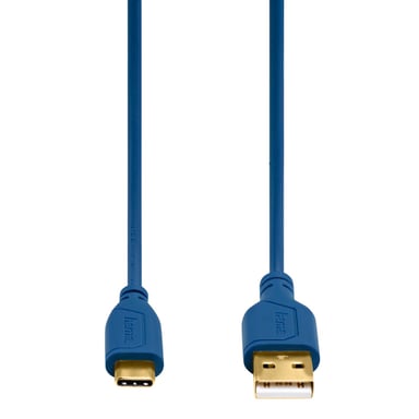 Cavo USB-C Flexi-Slim, oro, antitorsione, blu, 0,75 m