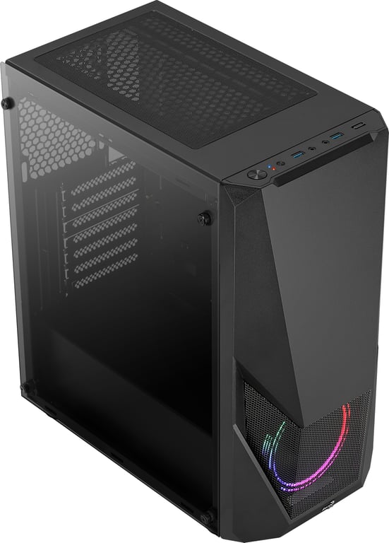 AeroCool Zauron Tempered Glass Edition mid tower ATX panneau latéral fenêtré verre trempé pas d'alimentation ATX USBAudio - vue 3