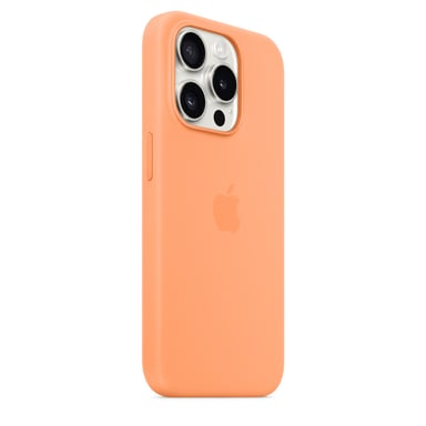 Coque en silicone avec MagSafe pour iPhone 15 Pro Sorbet à l orange