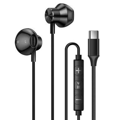 Écouteurs Intra USB-C Aimantés Musique et Appels Mains Libres Noir