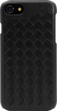 Coque en cuir véritable Treccia pour Apple iPhone 6/6s/7/8/SE 2020, Noir Satin