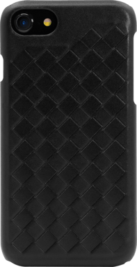 Funda de piel auténtica Treccia para Apple iPhone 6/6s/7/8/SE 2020, Negro satinado