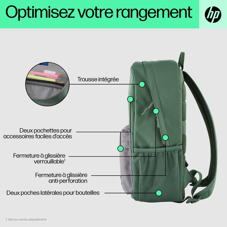 HP Sac à dos Campus (vert) - Neuf