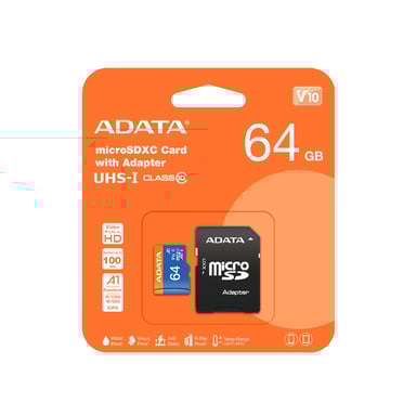 ADATA 64GB, microSDHC, Classe 10 64GB UHS-I Classe 10