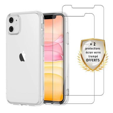 Evetane Apple iPhone 11 Custodia in silicone + 2 vetri temperati Antiurto e proteggi schermo