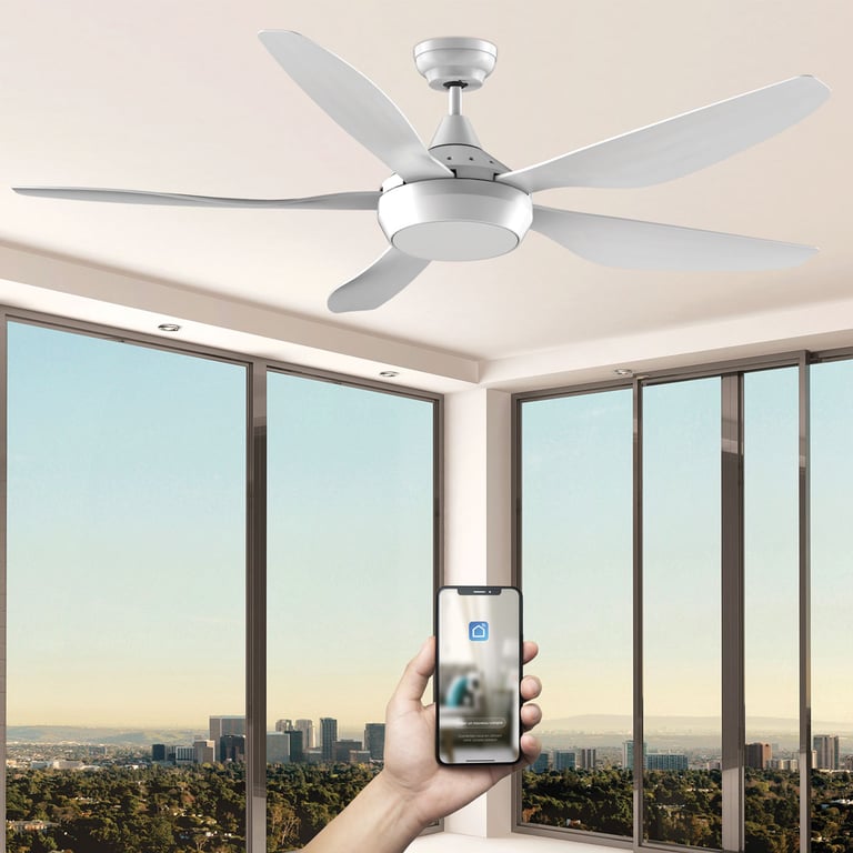 Fanelite Ventilateur de plafond 137 cm ABACO Moteur DC LED dimmable 3 couleurs Wifi & Contrôles vocaux Neuf - vue 2