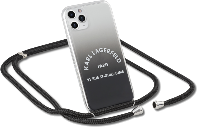 Coque Karl Lagerfeld hybride couleurs dégradées cordon bandoulière pour Apple iPhone 11 Pro Max, Noi