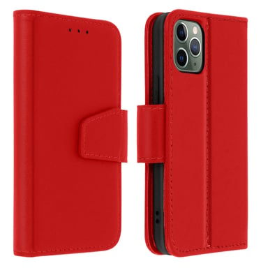 Housse pour iPhone 11 Pro Max Cuir Porte-carte Fonction Support Premium Rouge