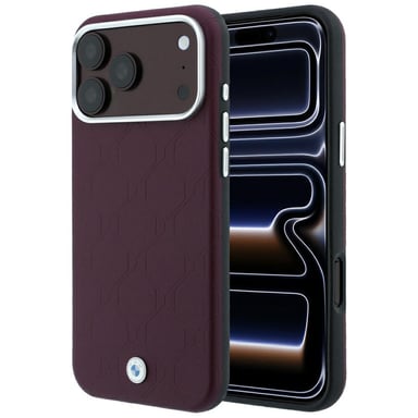 Étui BMW Sign Deboss Quilted pour iPhone 18 Pro Max / 17 Pro Max, bordeaux